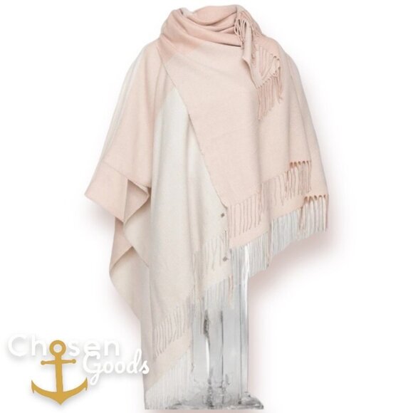 Soia & Kyo Accessories - Soia & Kyo Fringe Scarf Woven Scarfigan Wrap Women’s Gray & Peach RV $85 NWT